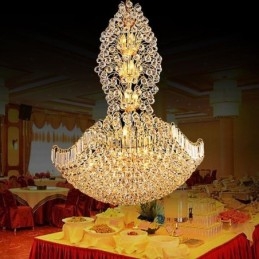 Europeiska Crystal Empire Ljuskrona Stor Guldfärgad Pendellampa