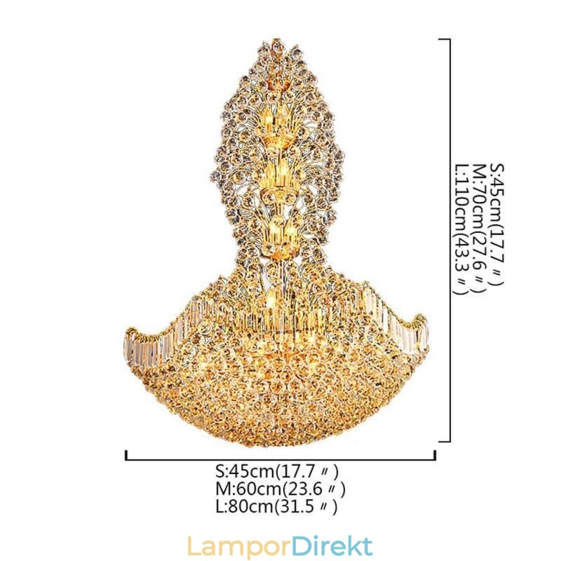 Europeiska Crystal Empire Ljuskrona Stor Guldfärgad Pendellampa