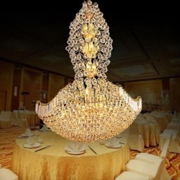 Europeiska Crystal Empire Ljuskrona Stor Guldfärgad Pendellampa