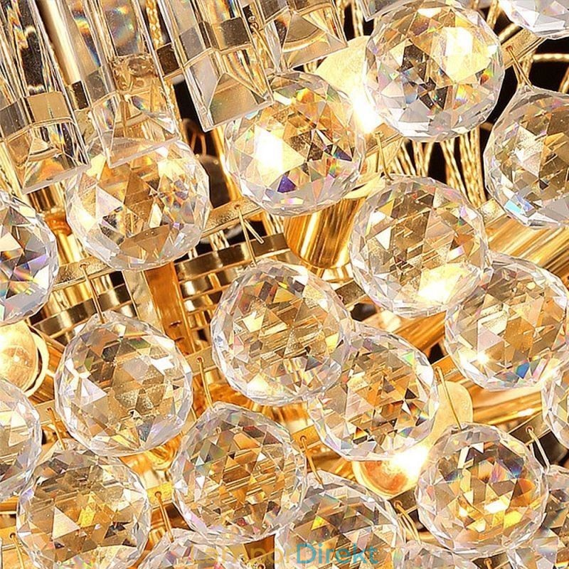 Europeiska Crystal Empire Ljuskrona Stor Guldfärgad Pendellampa