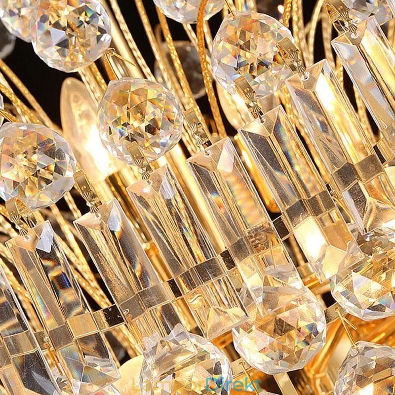 Europeiska Crystal Empire Ljuskrona Stor Guldfärgad Pendellampa