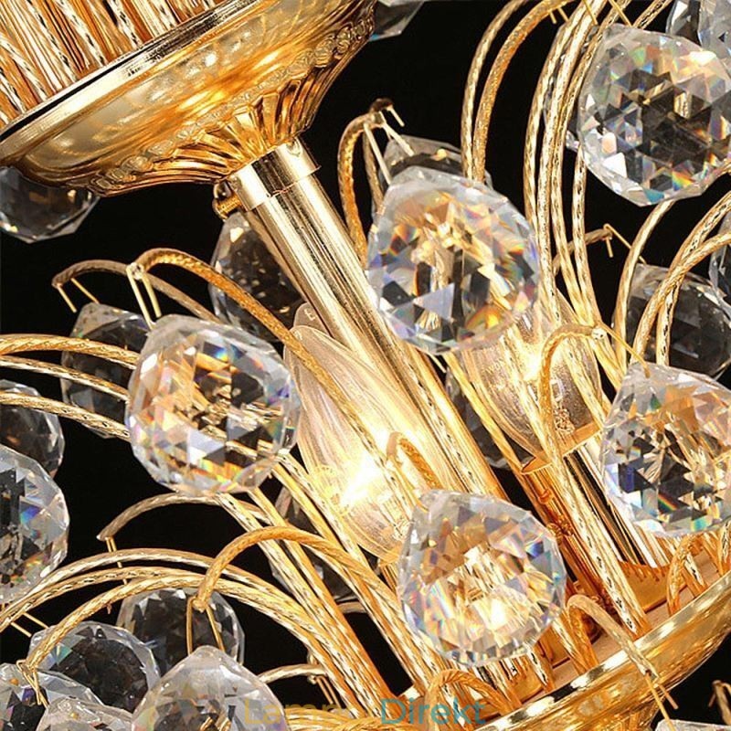 Europeiska Crystal Empire Ljuskrona Stor Guldfärgad Pendellampa