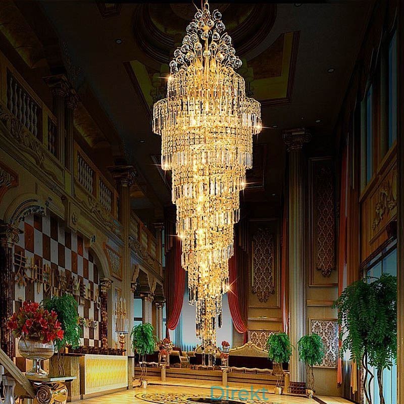 Elegant Crystal Empire Ljuskrona Europeiska Lyxiga Långa Hänge