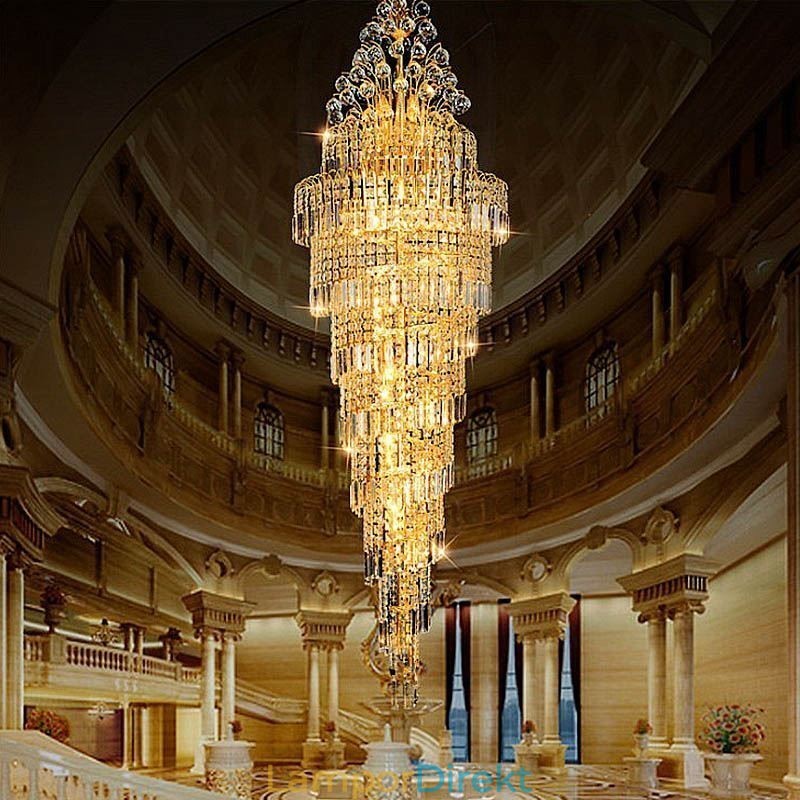 Elegant Crystal Empire Ljuskrona Europeiska Lyxiga Långa Hänge