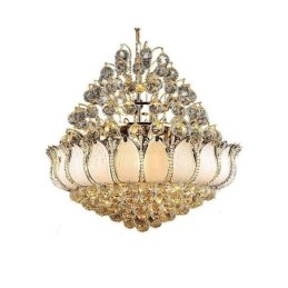 Samtida Crystal Empire Ljuskrona Guldfärg Pendel Light Lotus