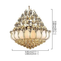 Samtida Crystal Empire Ljuskrona Guldfärg Pendel Light Lotus