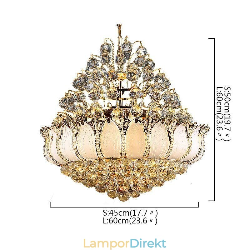 Samtida Crystal Empire Ljuskrona Guldfärg Pendel Light Lotus