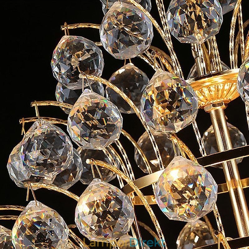 Samtida Crystal Empire Ljuskrona Guldfärg Pendel Light Lotus