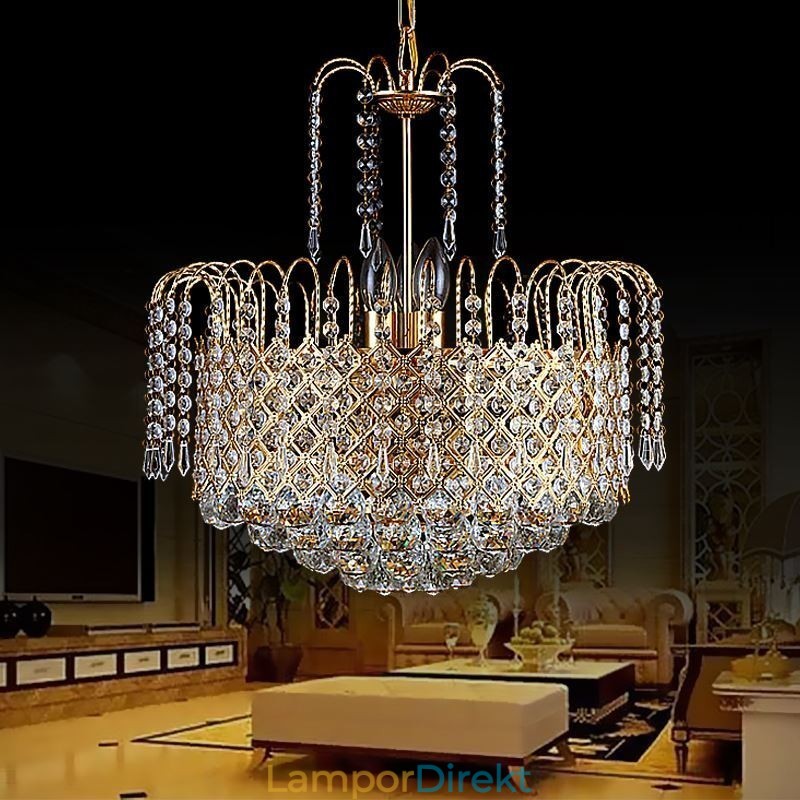 Lyxig Kristallkrona Modern Elegant Pendellampa