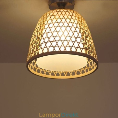 Bambu Semi Flush Mount Creative Round Taklampa Vestibulbelysning Bambu Semi Flush Mount Creative Round Taklampa Vestibulbelysning