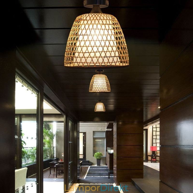 Bambu Semi Flush Mount Creative Round Taklampa Vestibulbelysning