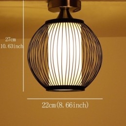 Unik Semi Flush Mount Creative Round Bamboo Ceiling Light Verandabelysning