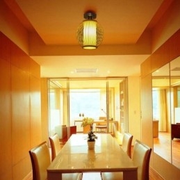 Unik Semi Flush Mount Creative Round Bamboo Ceiling Light Verandabelysning