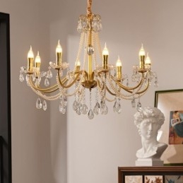 American Crystal Pendel Light Country Style Creative Iron Art Taklampa