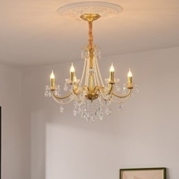 American Crystal Pendel Light Country Style Creative Iron Art Taklampa