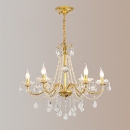 American Crystal Pendel Light Country Style Creative Iron Art Taklampa