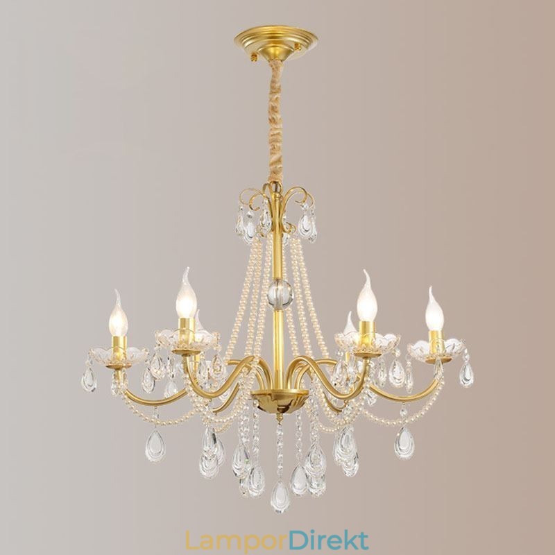 American Crystal Pendel Light Country Style Creative Iron Art Taklampa