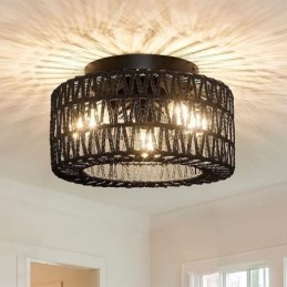 Country Style Flush Mount American Woven Cage Taklampa