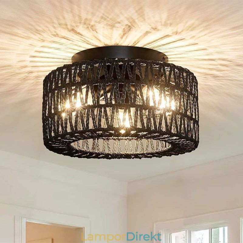 Country Style Flush Mount American Woven Cage Taklampa