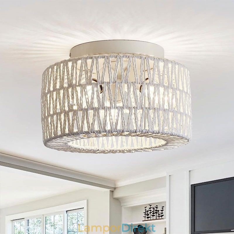 Country Style Flush Mount American Woven Cage Taklampa