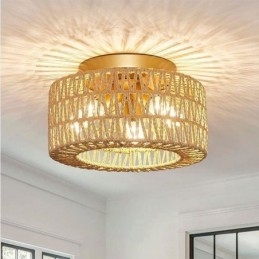 Country Style Flush Mount American Woven Cage Taklampa