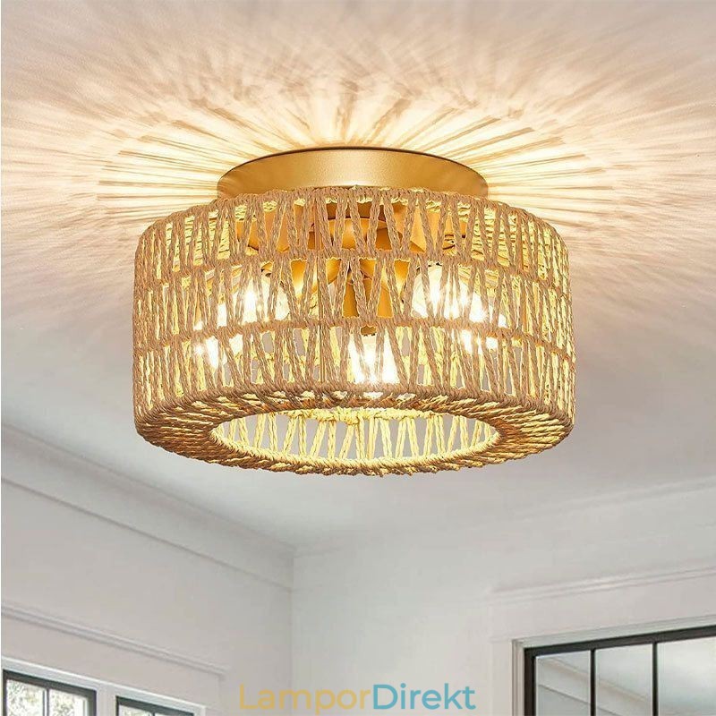 Country Style Flush Mount American Woven Cage Taklampa