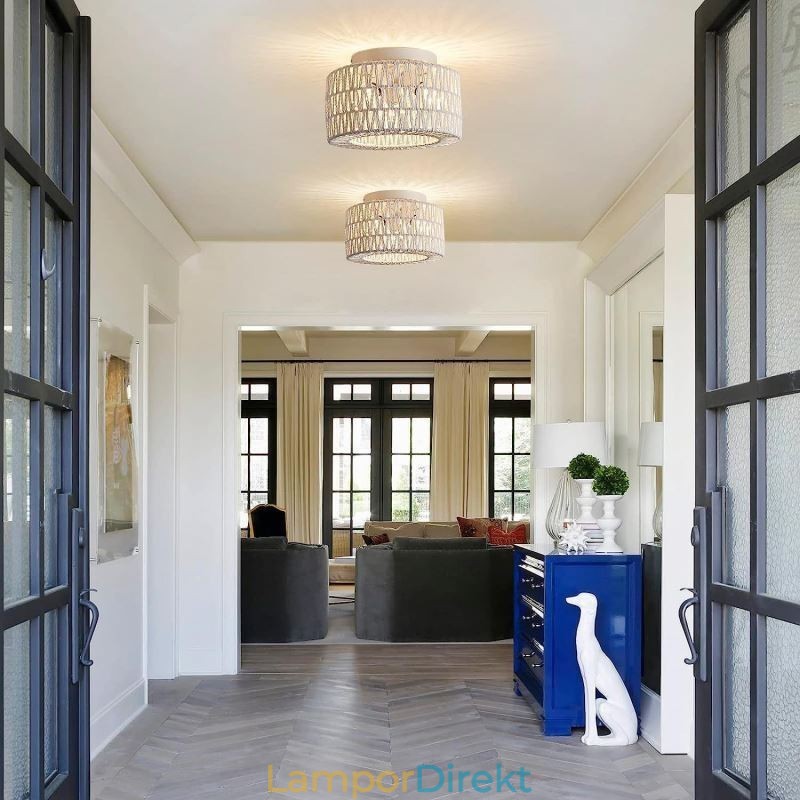 Country Style Flush Mount American Woven Cage Taklampa
