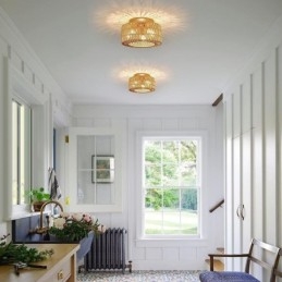 Country Style Flush Mount American Woven Cage Taklampa