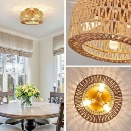 Country Style Flush Mount American Woven Cage Taklampa