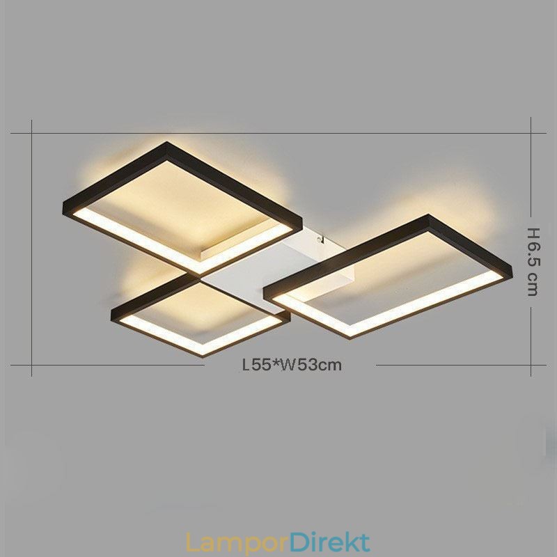 Infälld Minimalistisk 3 Fyrkantig Taklampa Steglös Dimbar Med Fjärrkontroll 60W