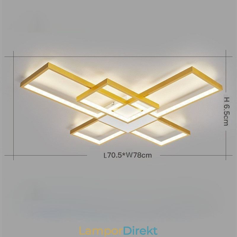 Minimalistisk Flush Mount Fem Kvadratisk Taklampa Steglös Dimbar Med Fjärrkontroll 92W