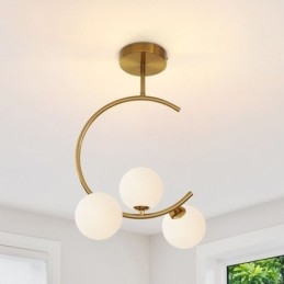 Modern Och Enkel Infälld Taklampa Med Tre Huvuden I Mjölkvit Glas G9 5W
