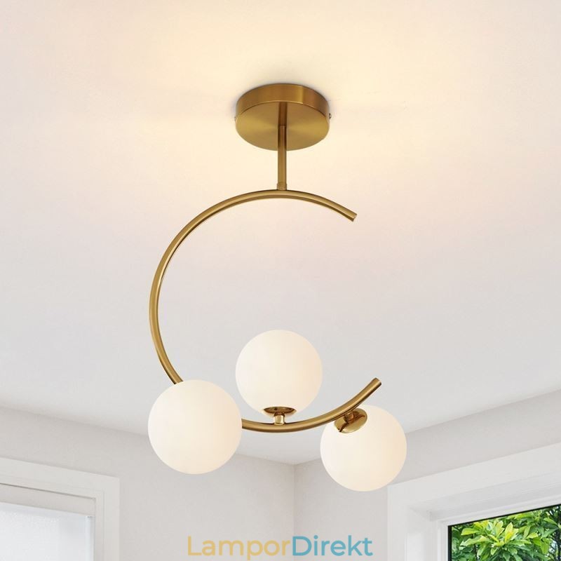 Modern Och Enkel Infälld Taklampa Med Tre Huvuden I Mjölkvit Glas G9 5W