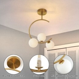 Modern Och Enkel Infälld Taklampa Med Tre Huvuden I Mjölkvit Glas G9 5W