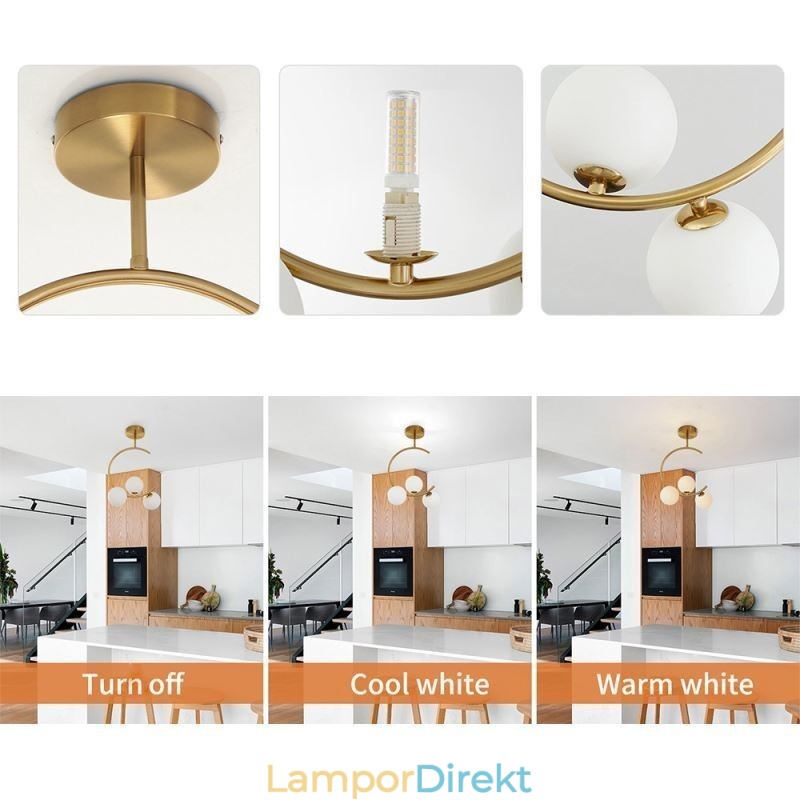 Modern Och Enkel Infälld Taklampa Med Tre Huvuden I Mjölkvit Glas G9 5W