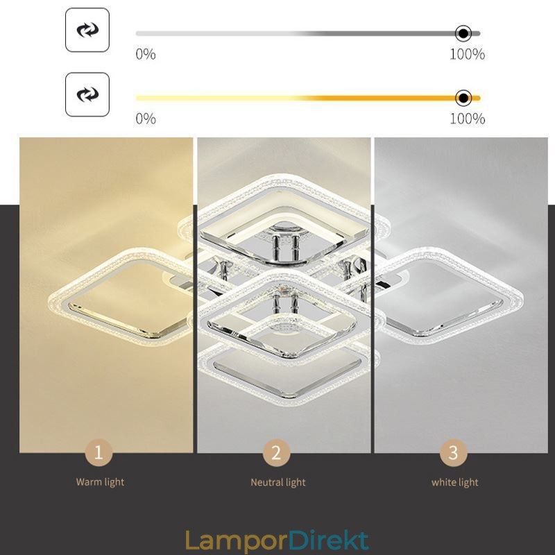 Infälld Krom Akryl Fyrkantig Taklampa 5 Lampor