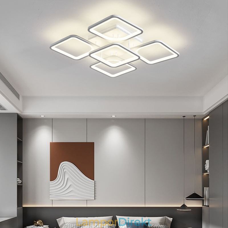 Flush Mount Vit Akryl Fyrkantig Taklampa 5 Lampor 8 Lampor