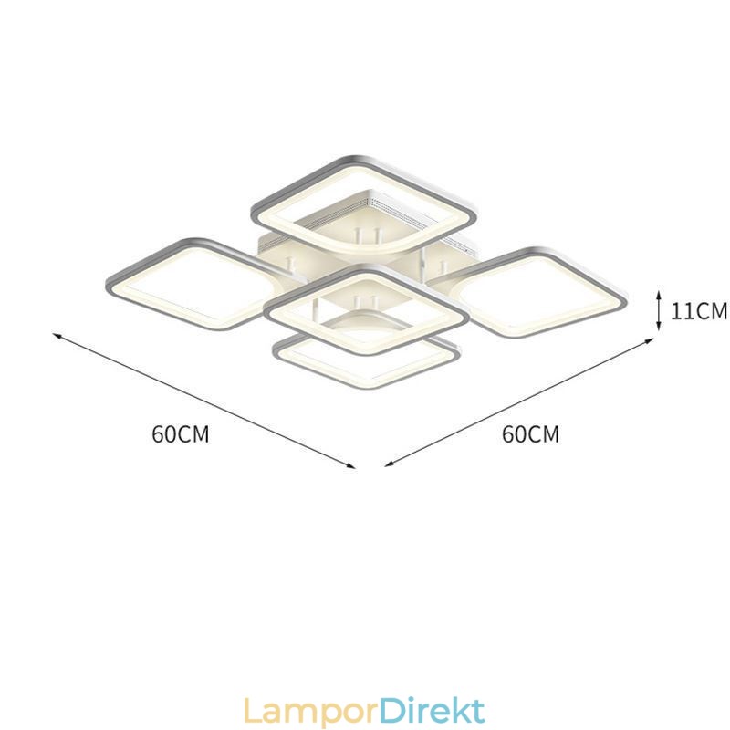 Flush Mount Vit Akryl Fyrkantig Taklampa 5 Lampor 8 Lampor