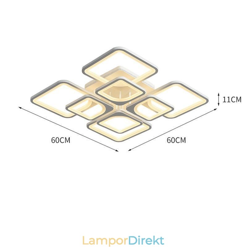 Flush Mount Vit Akryl Fyrkantig Taklampa 5 Lampor 8 Lampor