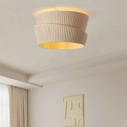 Wabi Sabi Flush Mount French Cream Style Double Layer Tyg Lampskärm Taklampa