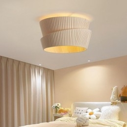 Wabi Sabi Flush Mount French Cream Style Double Layer Tyg Lampskärm Taklampa