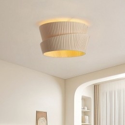 Wabi Sabi Flush Mount French Cream Style Double Layer Tyg Lampskärm Taklampa
