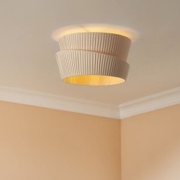 Wabi Sabi Flush Mount French Cream Style Double Layer Tyg Lampskärm Taklampa