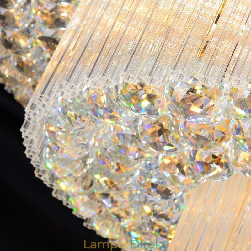Crystal Flush Mount Rund Crystal Taklampa Med Fjärrkontroll 80Cm
