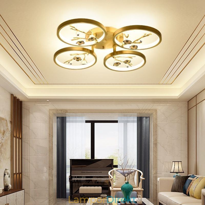 Flush Mount Koppar Art Branch Plommon Blossom Taklampa
