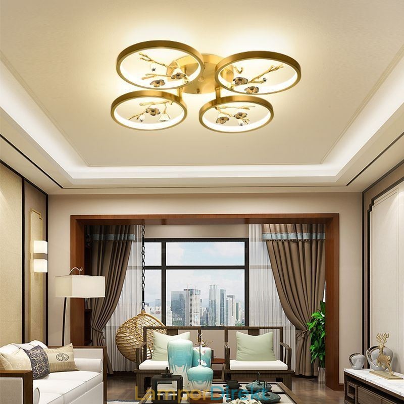 Flush Mount Koppar Art Branch Plommon Blossom Taklampa