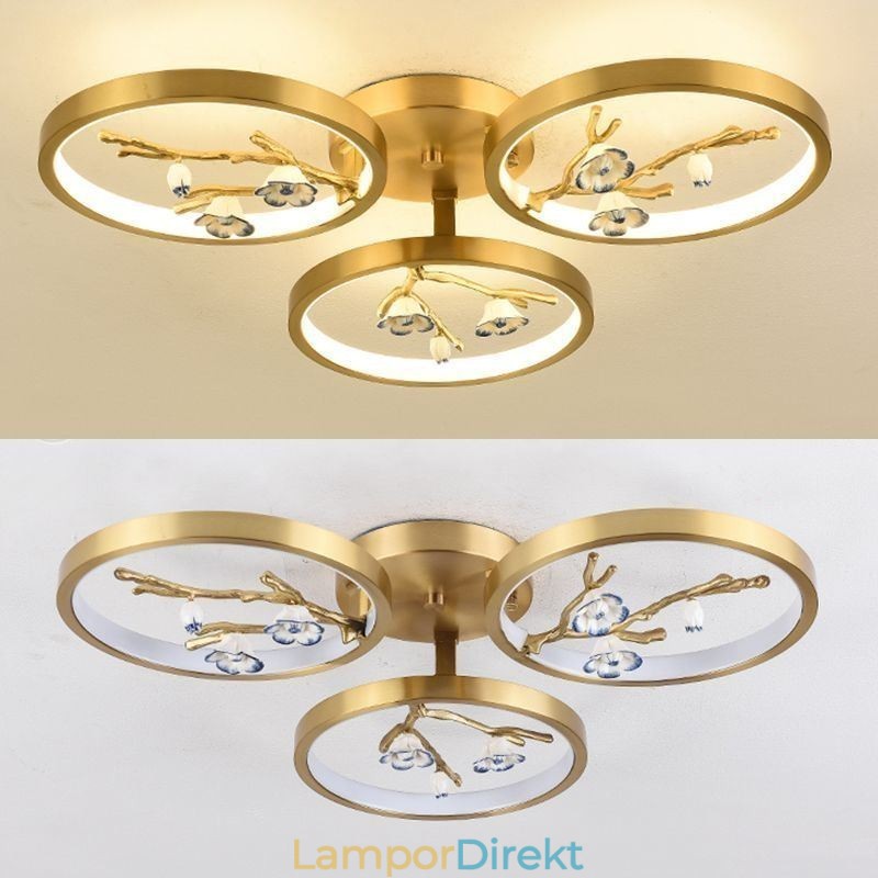 Flush Mount Koppar Art Branch Plommon Blossom Taklampa