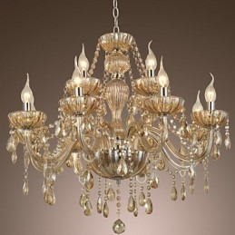 Ljuskrona Crystal Luxury Modern 2 Tiers Living 12 Lights