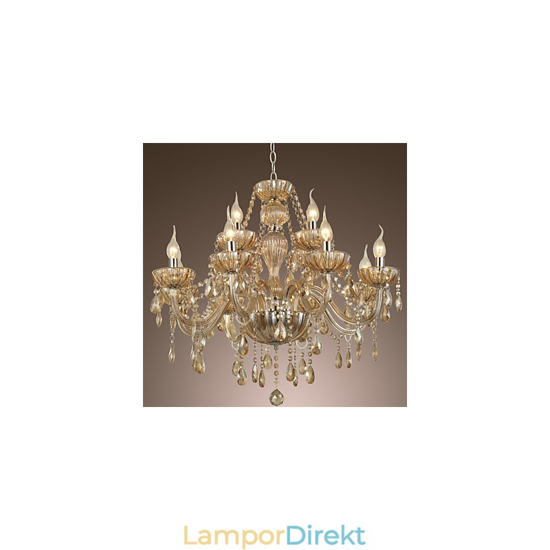 Ljuskrona Crystal Luxury Modern 2 Tiers Living 12 Lights