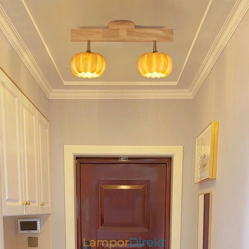 Dubbel Liten Pumpa Infälld Japansk Retro Taklampa